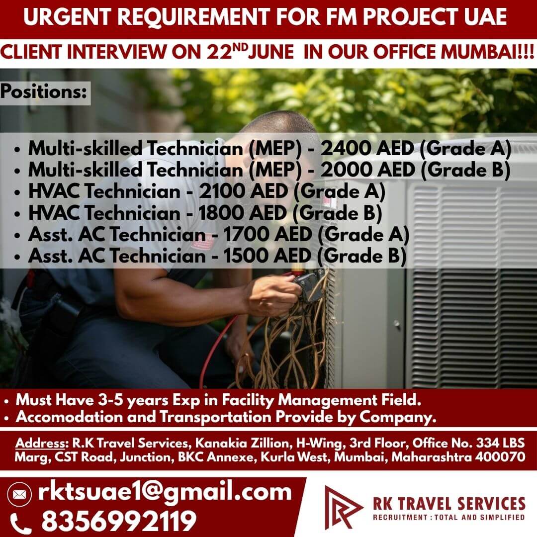 URGENT REQUIREMENT FOR FM PROJECT UAE