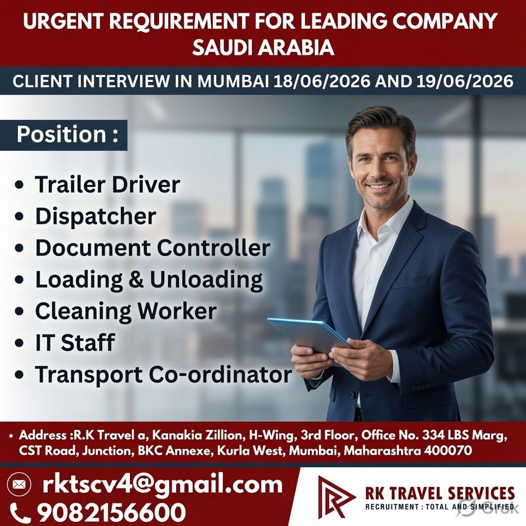 URGENT REQUIREMENT FOR LEADING COMPANY SAUDI ARABIA