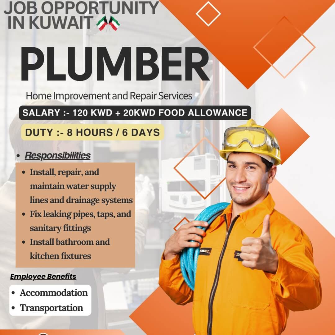 URGENTLY HIRING PLUMBER FOR SAUDI ARABIA URGENTLY HIRING PLUMBER FOR SAUDI ARABIA