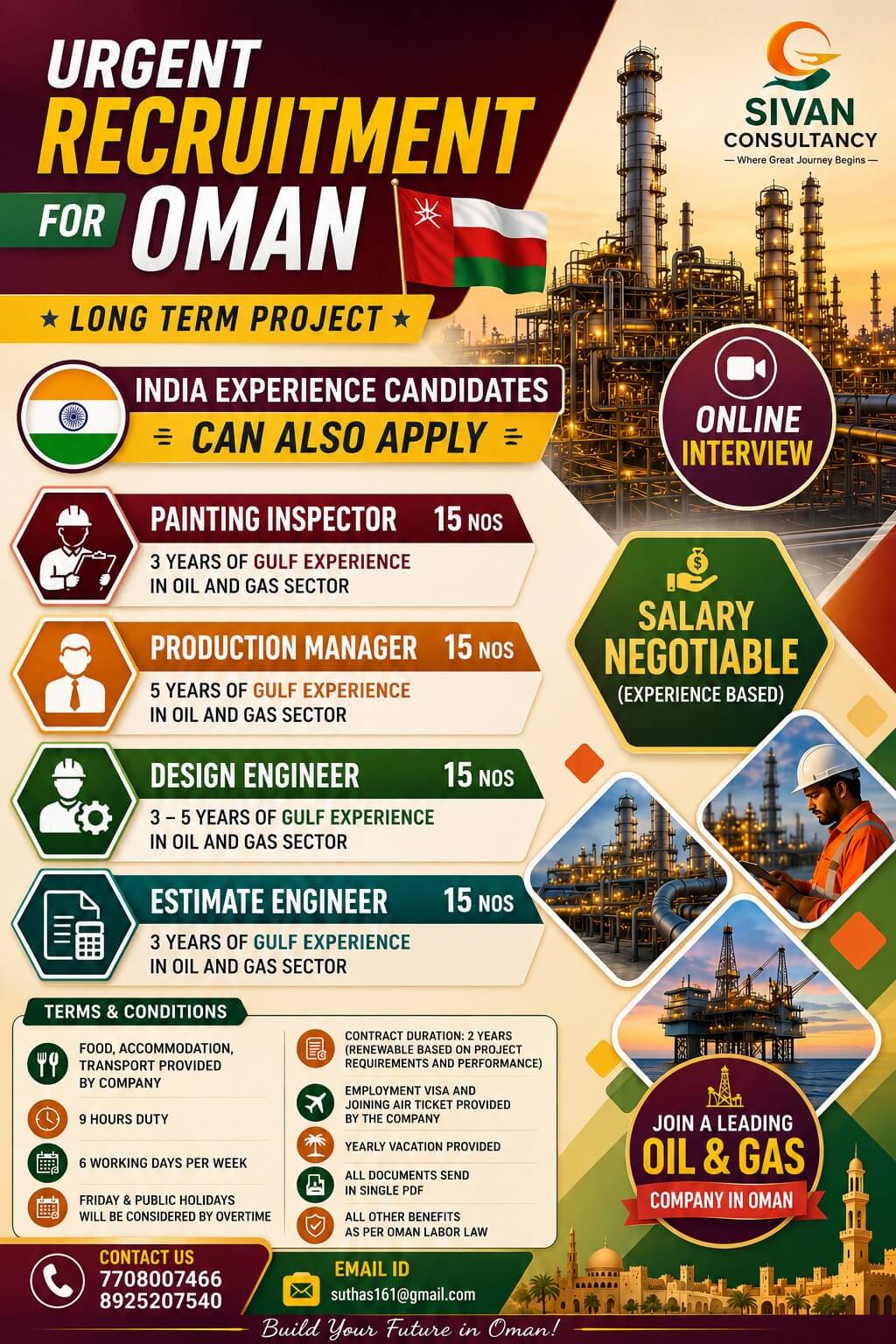 Urgent recruitment for Oman