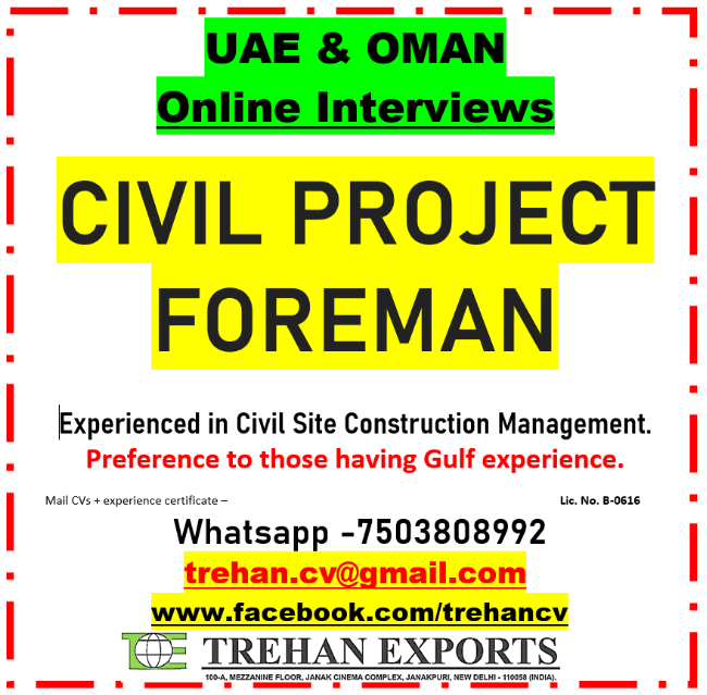 CIVIL PROJECT FOREMAN CIVIL PROJECT FOREMAN