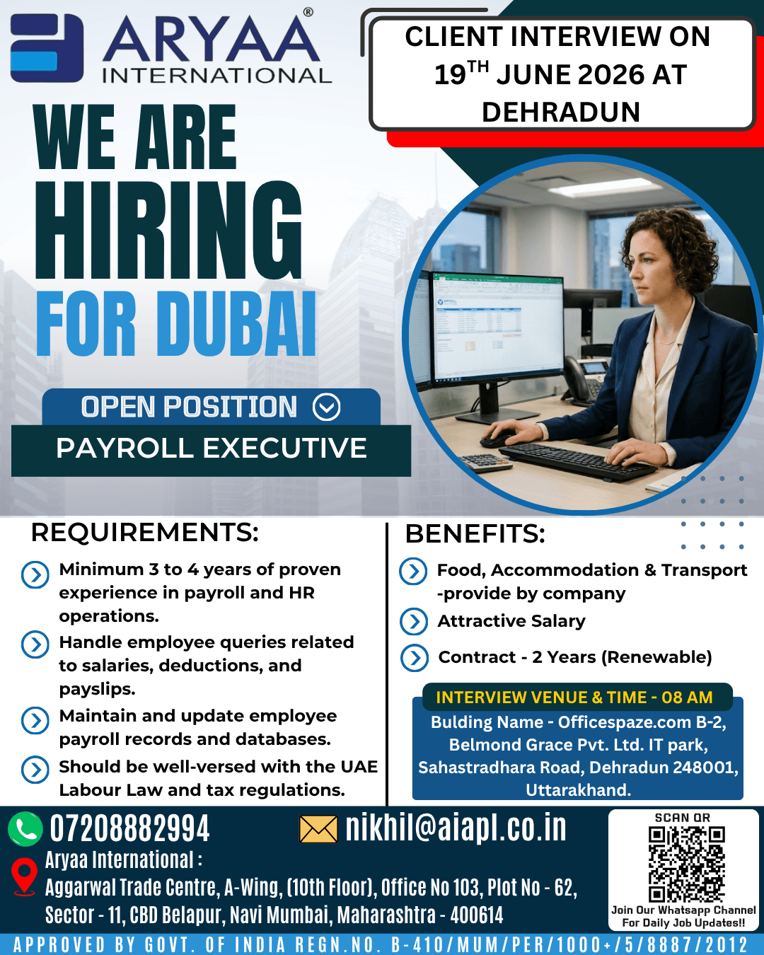 Dubai Job Opportunity | Payroll Executive Dubai Job Opportunity | Payroll Executive