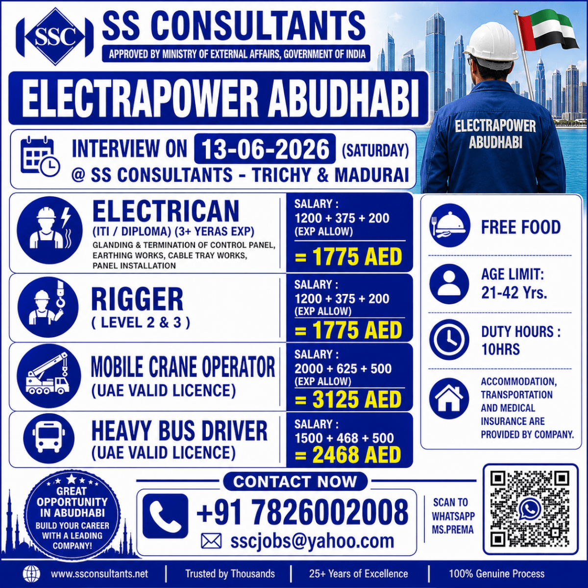 UAE Jobs 2026 – Electrician, Rigger, Crane Operator & Bus Driver Vacancies | Abu Dhabi UAE Jobs 2026 – Electrician, Rigger, Crane Operator & Bus Driver Vacancies | Abu Dhabi