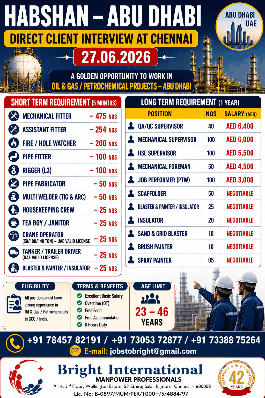 ABU DHABI - SHORT TERM & LONG TERM REQUIREMENT ABU DHABI - SHORT TERM & LONG TERM REQUIREMENT