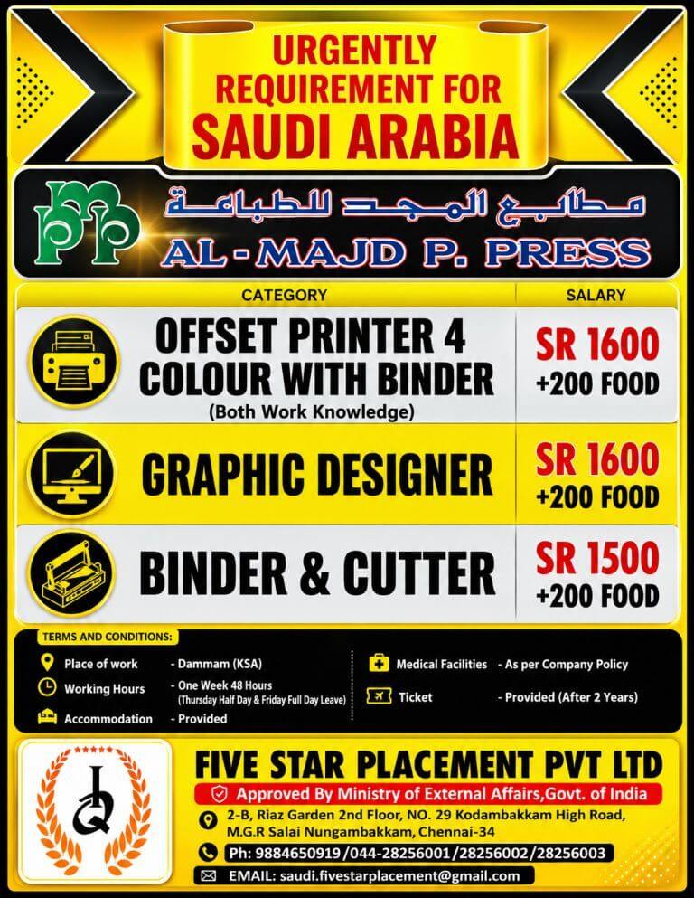 URGENT REQUIREMENT FOR SAUDI ARABIA URGENT REQUIREMENT FOR SAUDI ARABIA