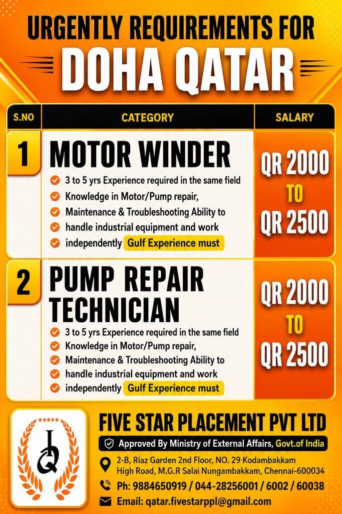 URGENT REQUIREMENT FOR DOHA QATAR URGENT REQUIREMENT FOR DOHA QATAR