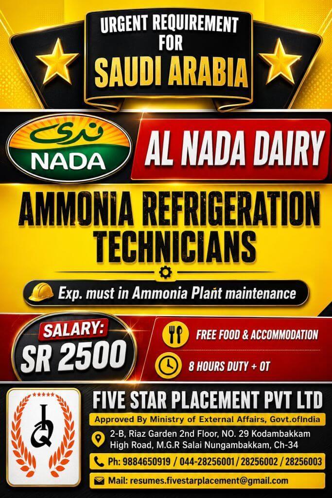 URGENT REQUIREMENT FOR SAUDI ARABIA
