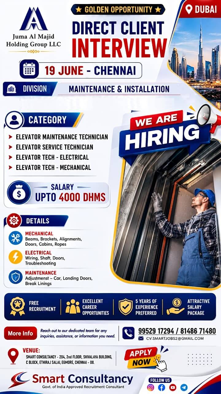 ? Dubai Jobs 2026 | Direct Client Interview in Chennai | Free Recruitment | Juma Al Majid Holding Group LLC UAE ?? ? Dubai Jobs 2026 | Direct Client Interview in Chennai | Free Recruitment | Juma Al Majid Holding Group LLC UAE ??