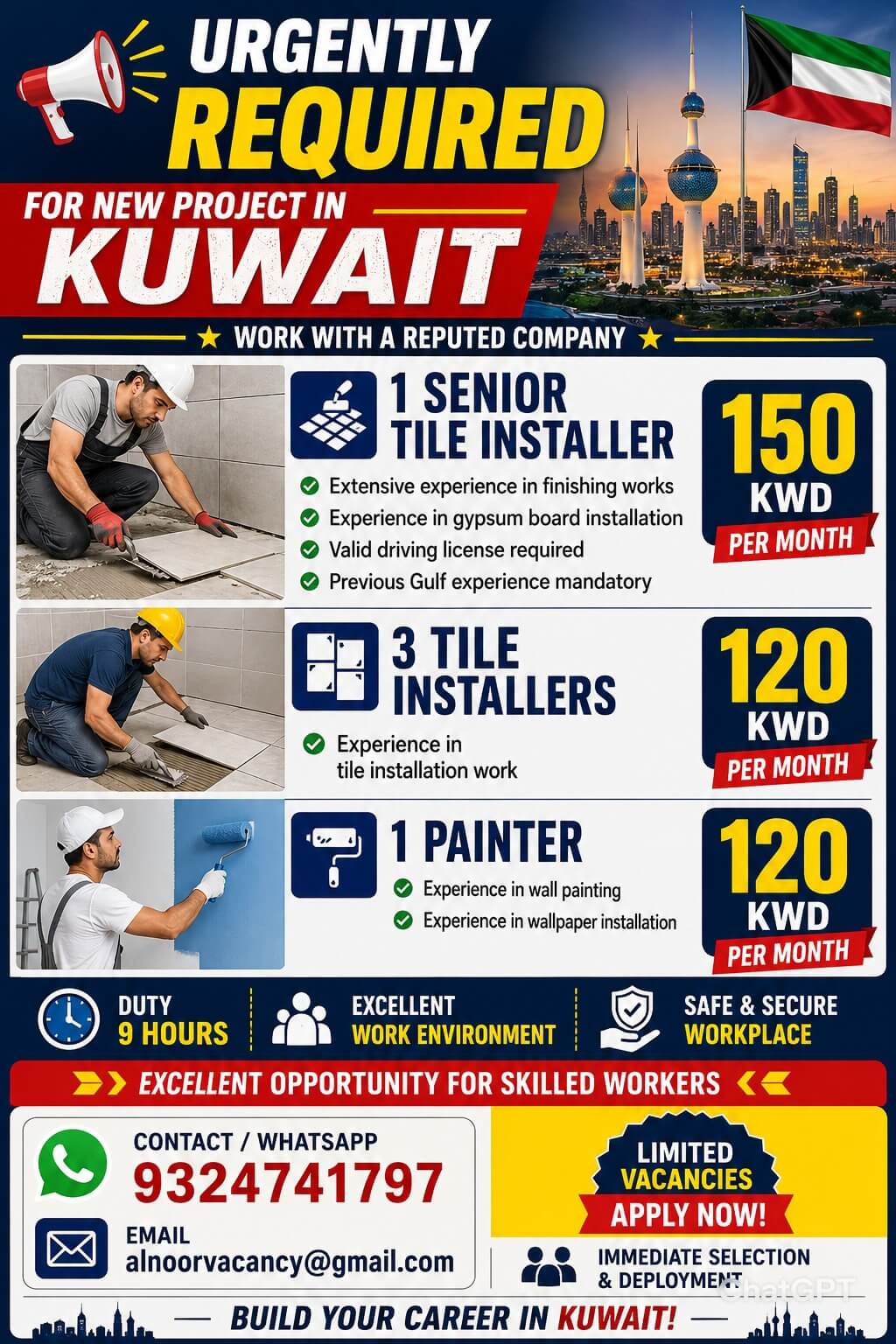 URGENTLY REQUIRED FOR NEW PROJECT IN KUWAIT URGENTLY REQUIRED FOR NEW PROJECT IN KUWAIT
