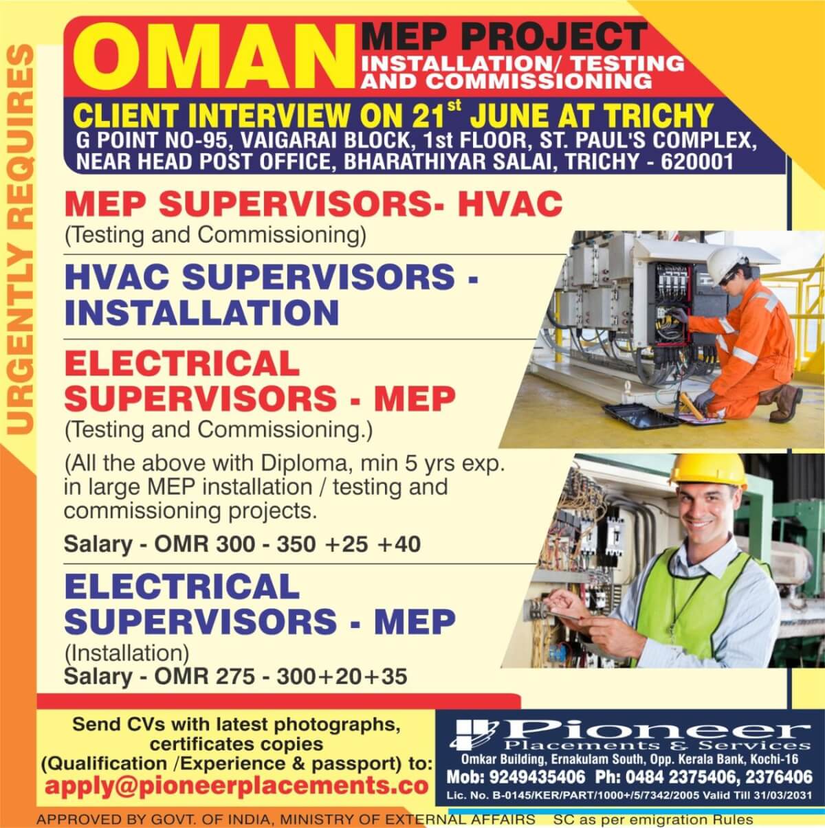 MEP / HVAC SUPERVISORS MEP / HVAC SUPERVISORS