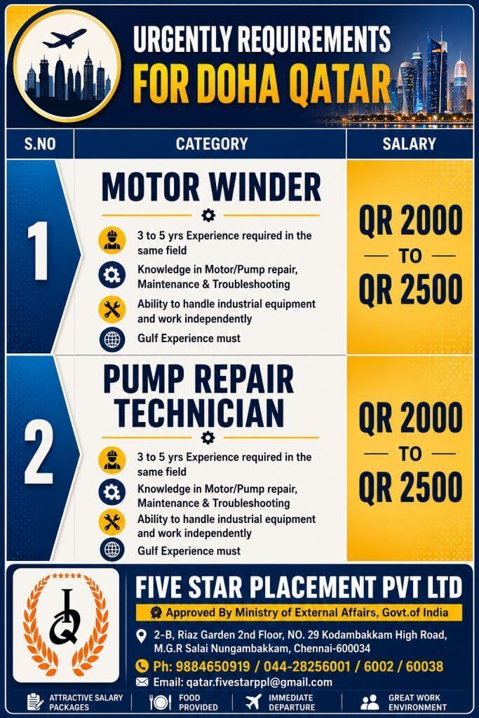 URGENT REQUIREMENT FOR DOHA QATAR URGENT REQUIREMENT FOR DOHA QATAR