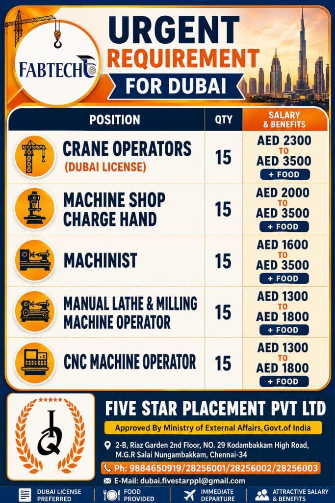 URGENT REQUIREMENT FOR DUBAI URGENT REQUIREMENT FOR DUBAI