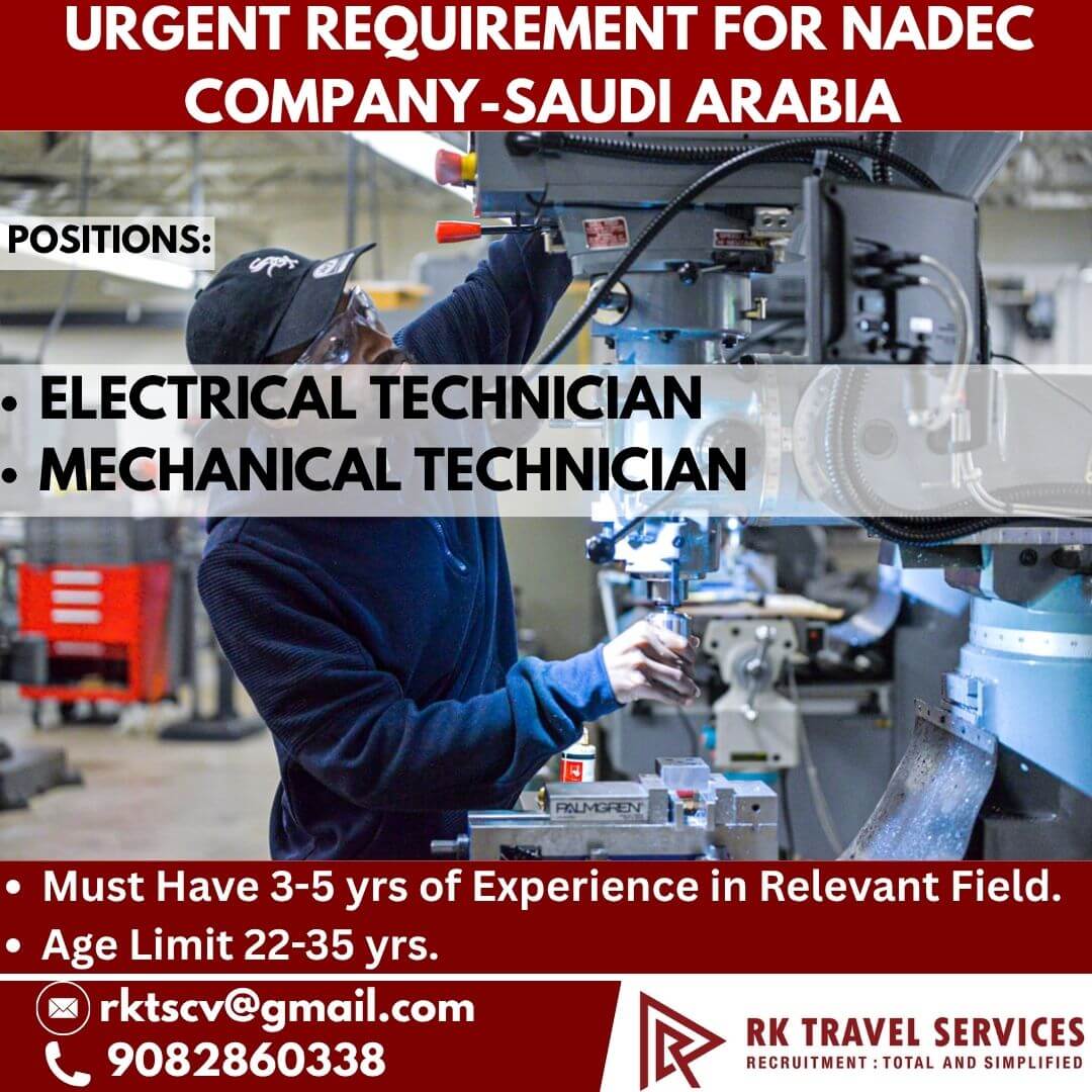 Urgent Requirement For NADEC Company-Saudi Arabia Urgent Requirement For NADEC Company-Saudi Arabia