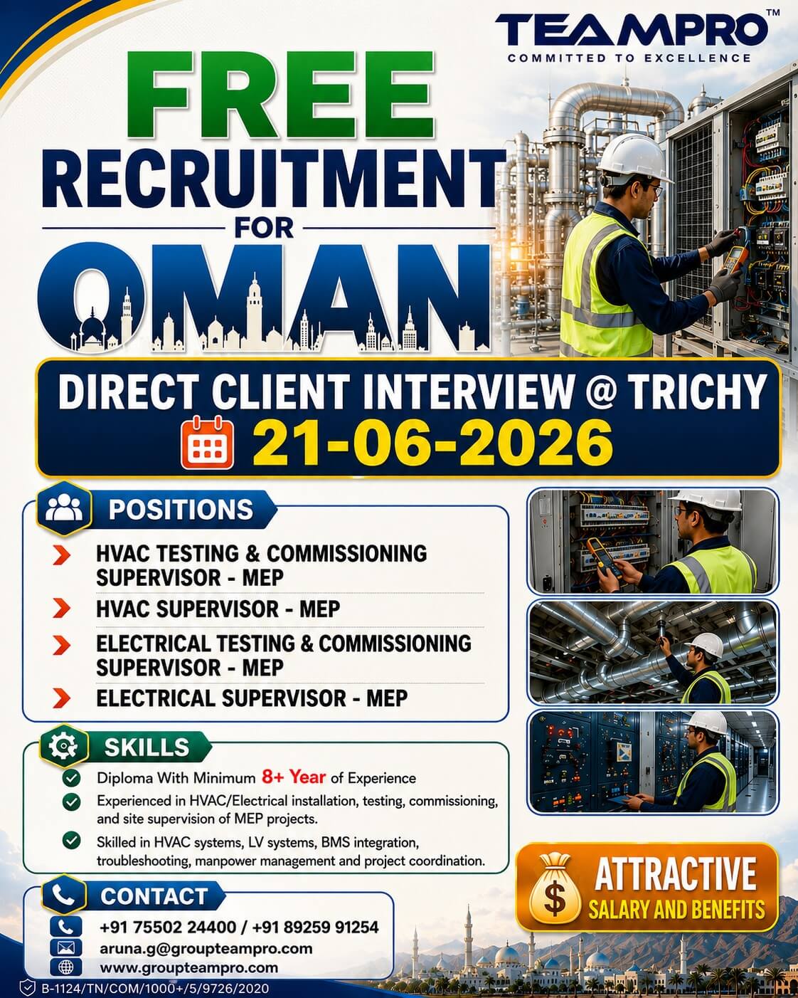 ? FREE RECRUITMENT | DIRECT CLIENT INTERVIEW – OMAN ? Direct Client Interview @ Trichy ? 21 June 2026