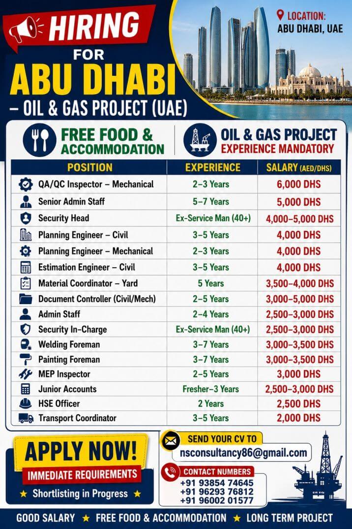 LEADING OIL & GAS PROJECT REQUIREMENT FOR UAE