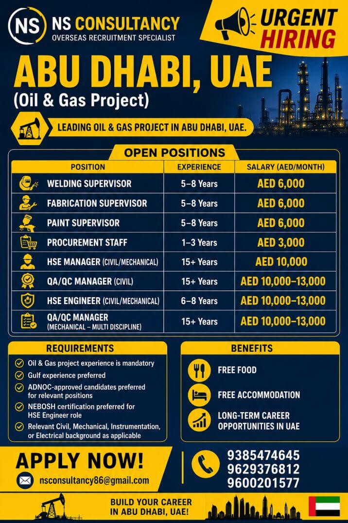 LEADING OIL & GAS PROJECT REQUIREMENT FOR UAE