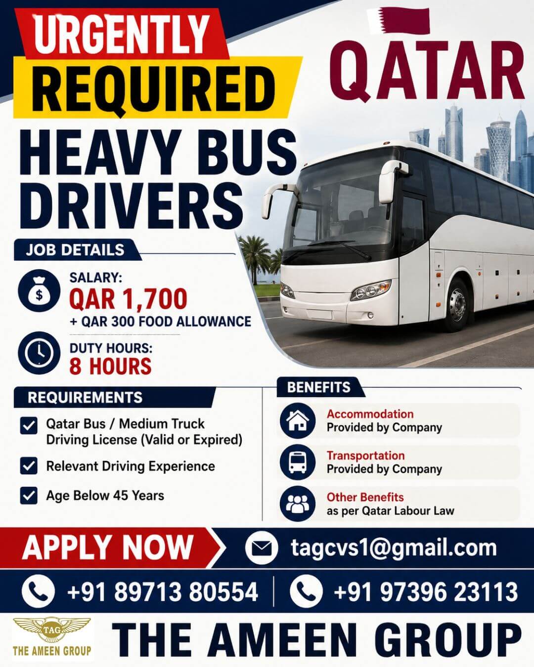 Urgently Required – Heavy Bus Drivers – Qatar