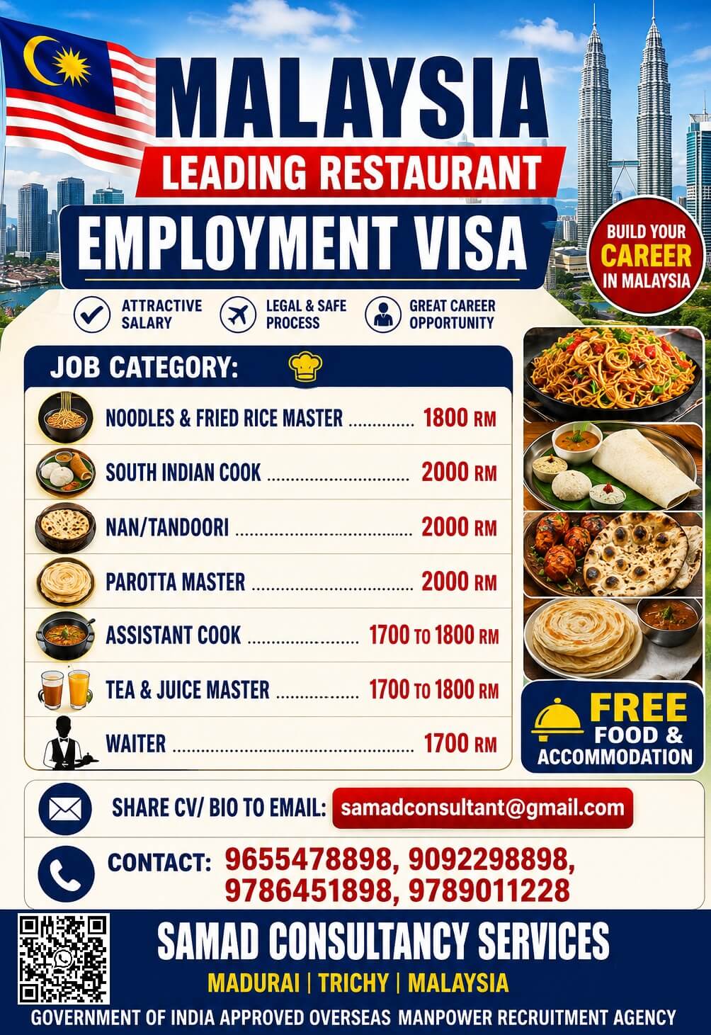 Malaysia - Leading Restaurant, Employment Visa, Share CV to samadconsultant@gmail.com Malaysia - Leading Restaurant, Employment Visa, Share CV to samadconsultant@gmail.com