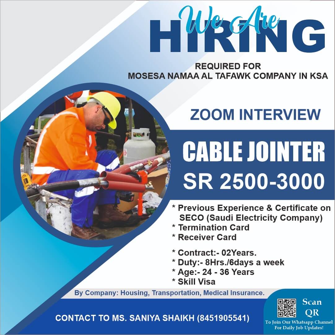 WE ARE HIRING FOR SAUDI ARABIA