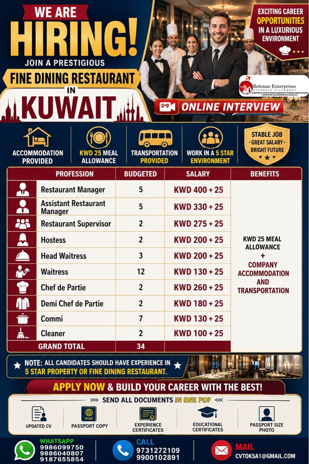 WE'RE HIRING FOR KUWAIT