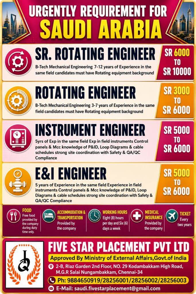 URGENT REQUIREMENT FOR SAUDI ARABIA URGENT REQUIREMENT FOR SAUDI ARABIA