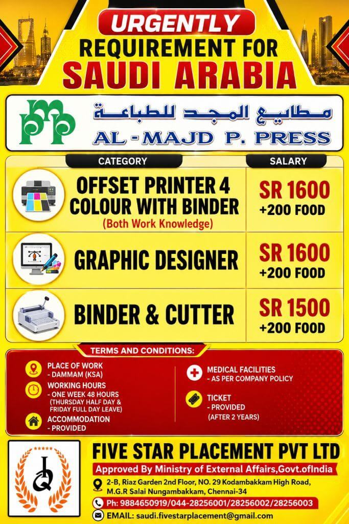 URGENT REQUIREMENT FOR SAUDI ARABIA URGENT REQUIREMENT FOR SAUDI ARABIA