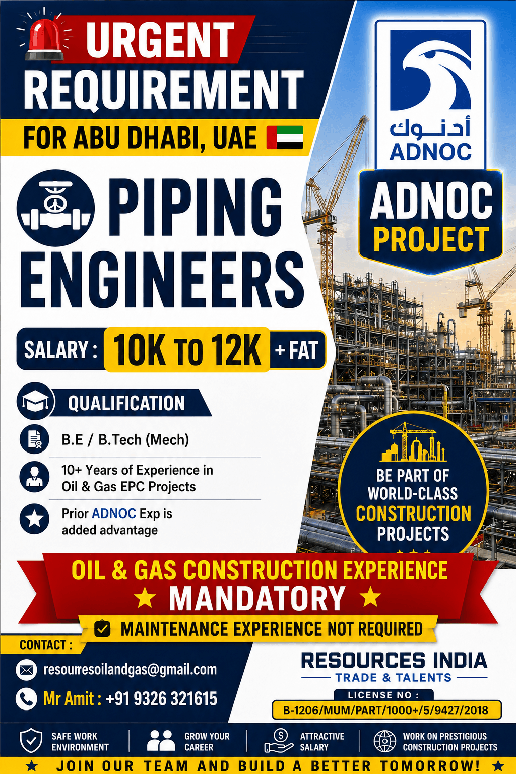 ? URGENT HIRING – PIPING ENGINEERS | ADNOC PROJECT | Abu Dhabi, ? URGENT HIRING – PIPING ENGINEERS | ADNOC PROJECT | Abu Dhabi,