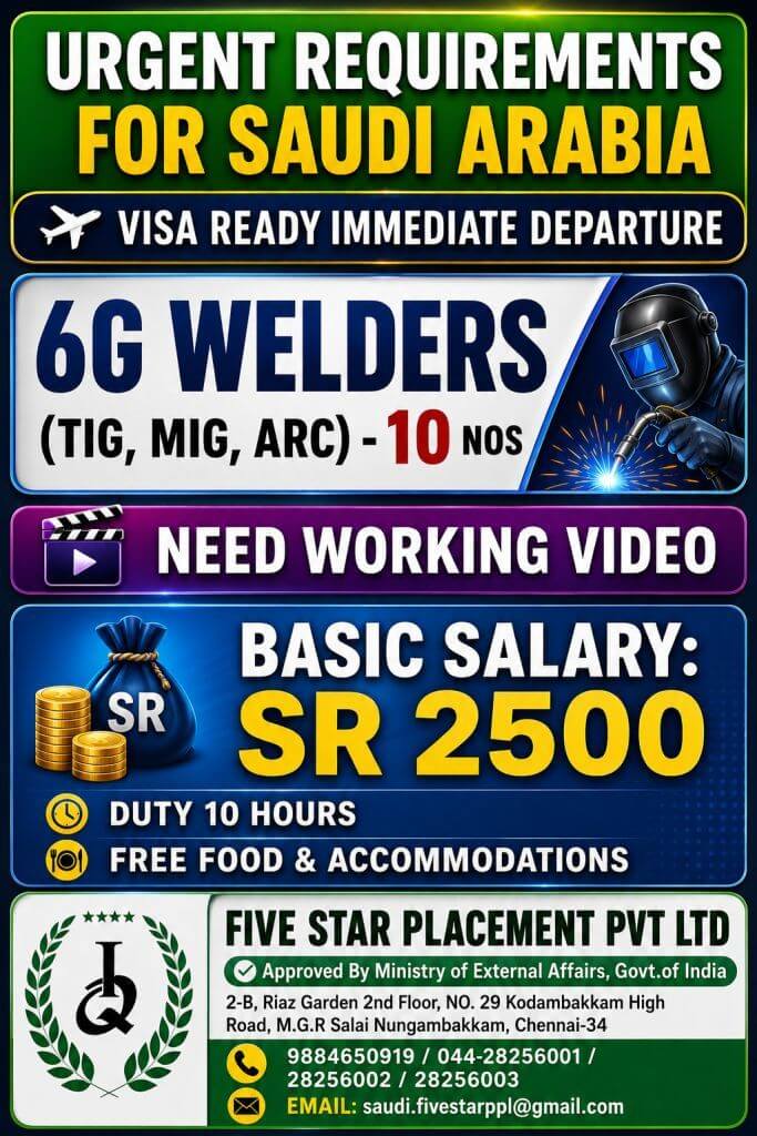 URGENT REQUIREMENT FOR SAUDI ARABIA URGENT REQUIREMENT FOR SAUDI ARABIA