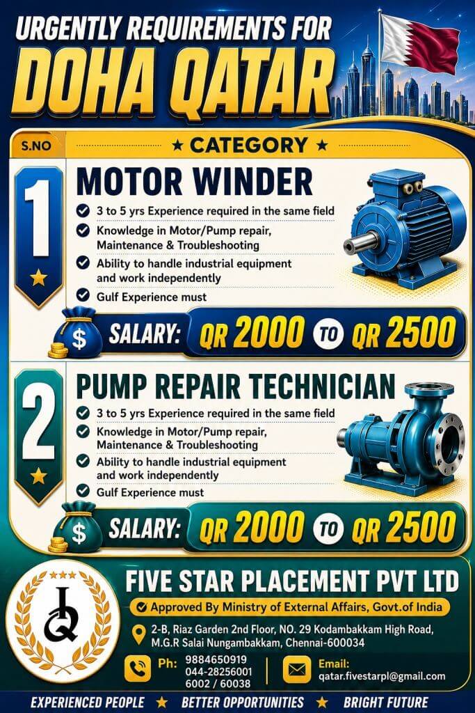 URGENT REQUIREMENT FOR DOHA QATAR URGENT REQUIREMENT FOR DOHA QATAR