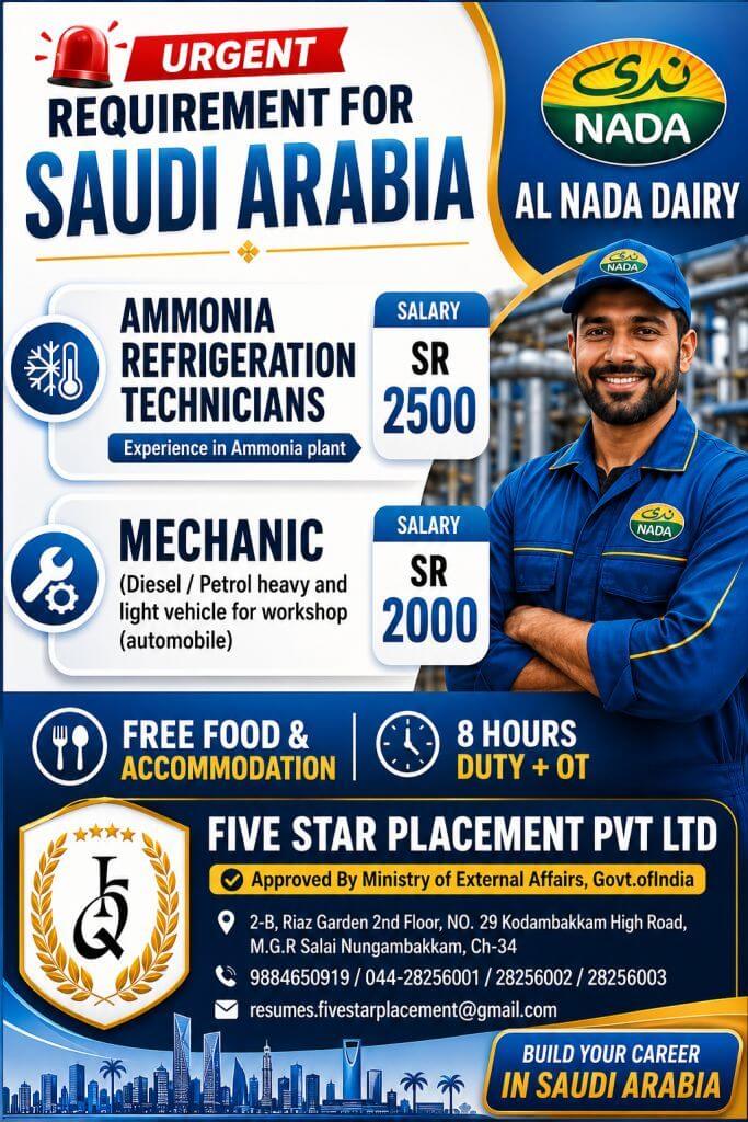 URGENT REQUIREMENT FOR SAUDI ARABIA URGENT REQUIREMENT FOR SAUDI ARABIA