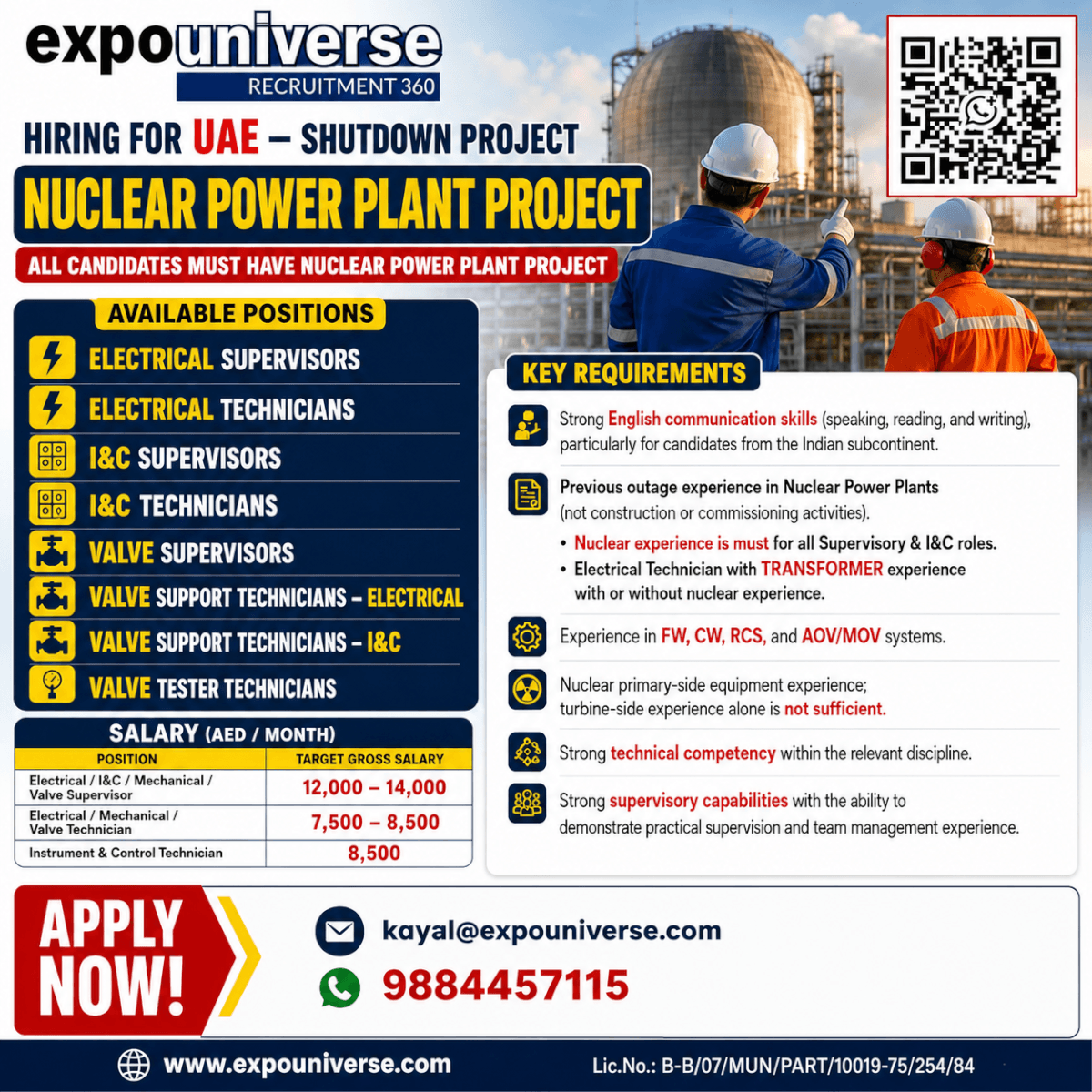 Hiring for UAE Shutdown - Nuclear Power Plant