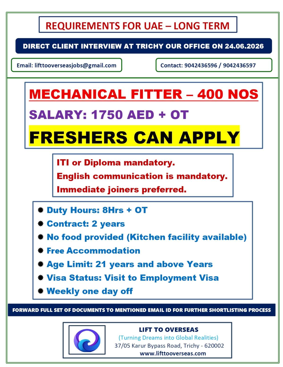 FRESHERS CAN APPLY MECHANICAL FITTER FRESHERS CAN APPLY MECHANICAL FITTER