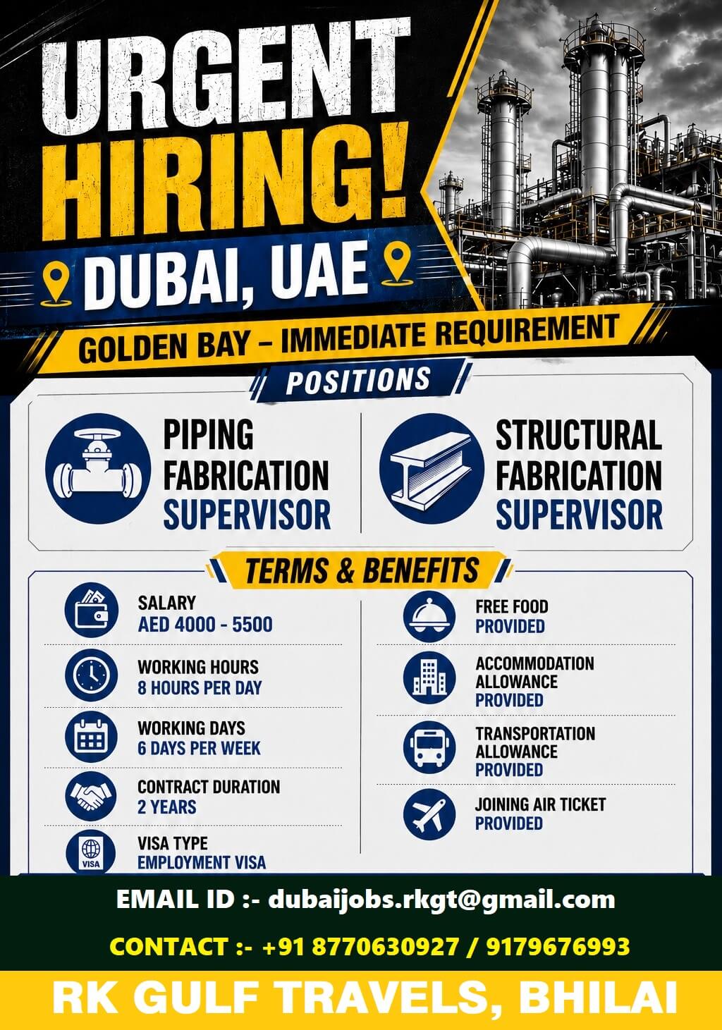 HIRING FOR GOLDEN BAY TECH INTERNATIONAL COMPANY - UAE HIRING FOR GOLDEN BAY TECH INTERNATIONAL COMPANY - UAE