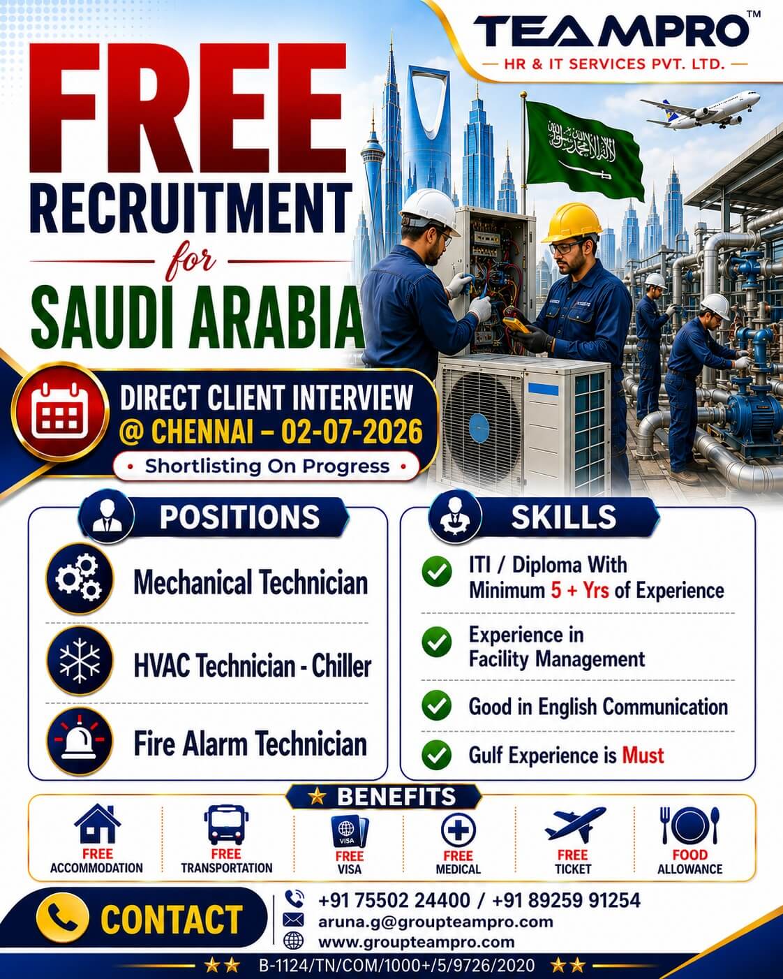 ?FREE RECRUITMENT FOR SAUDI ARABIA ? Direct Client Interview @ Chennai – 02-07-2026 ?FREE RECRUITMENT FOR SAUDI ARABIA ? Direct Client Interview @ Chennai – 02-07-2026