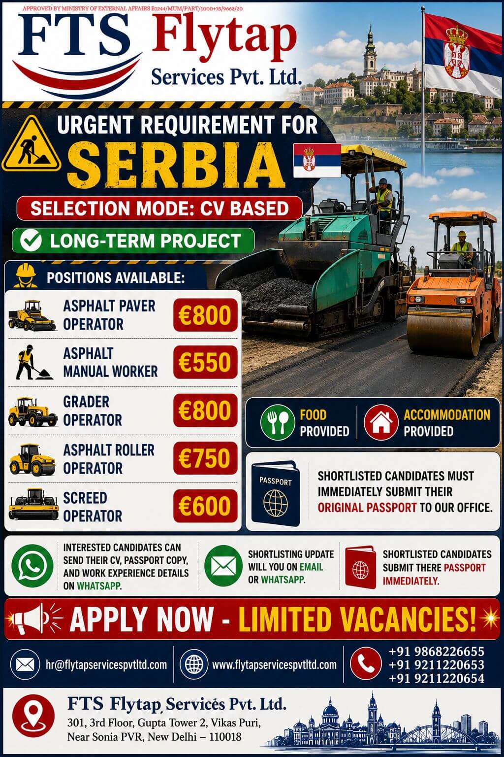 ? Urgent Hiring for Serbia – Long-Term Road Construction Project ??