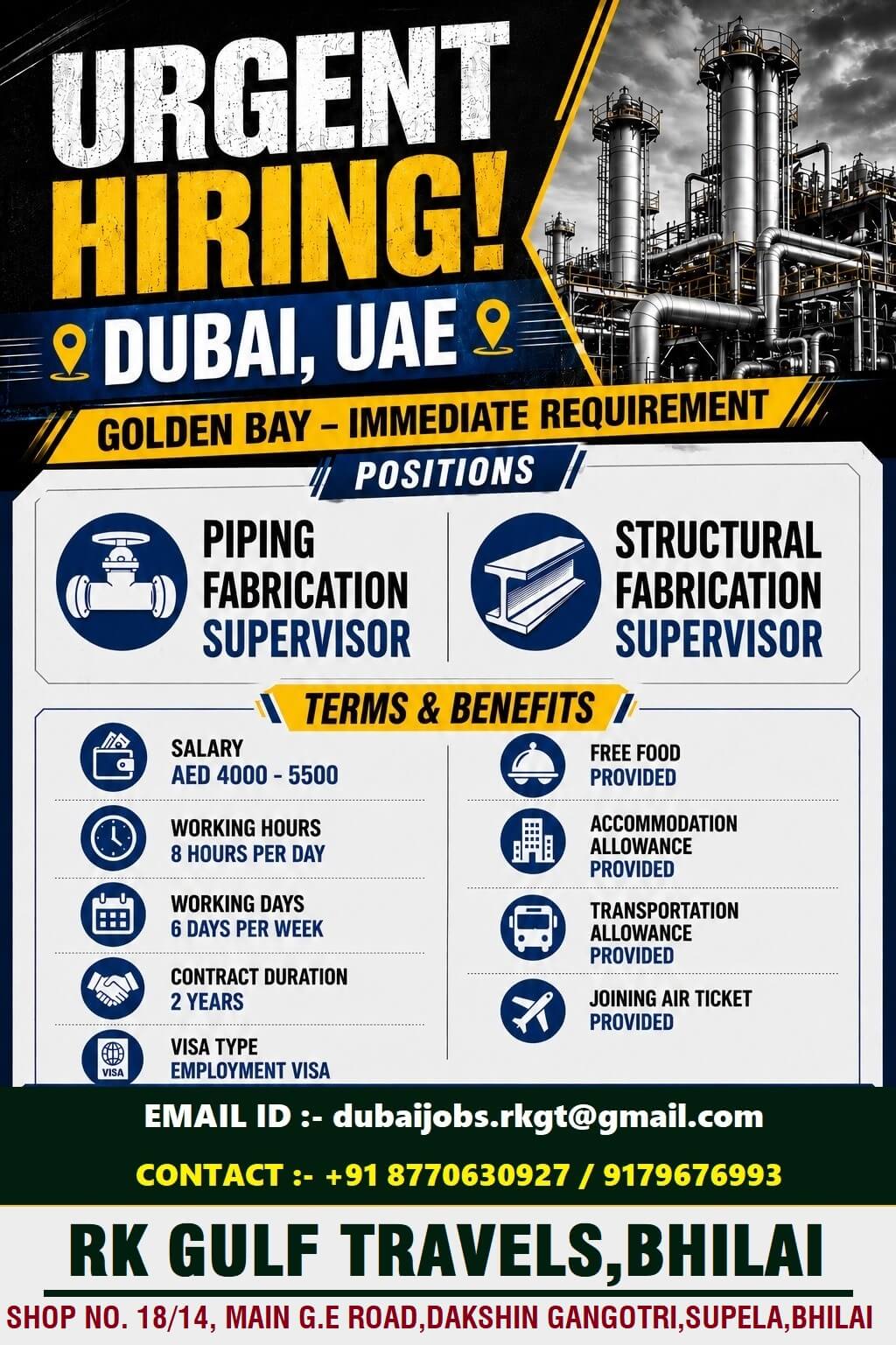 HIRING FOR GOLDEN BAY TECH INTERNATIONAL COMPANY - UAE