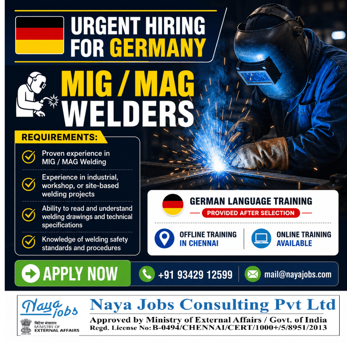 Hiring for Welder job in Europe