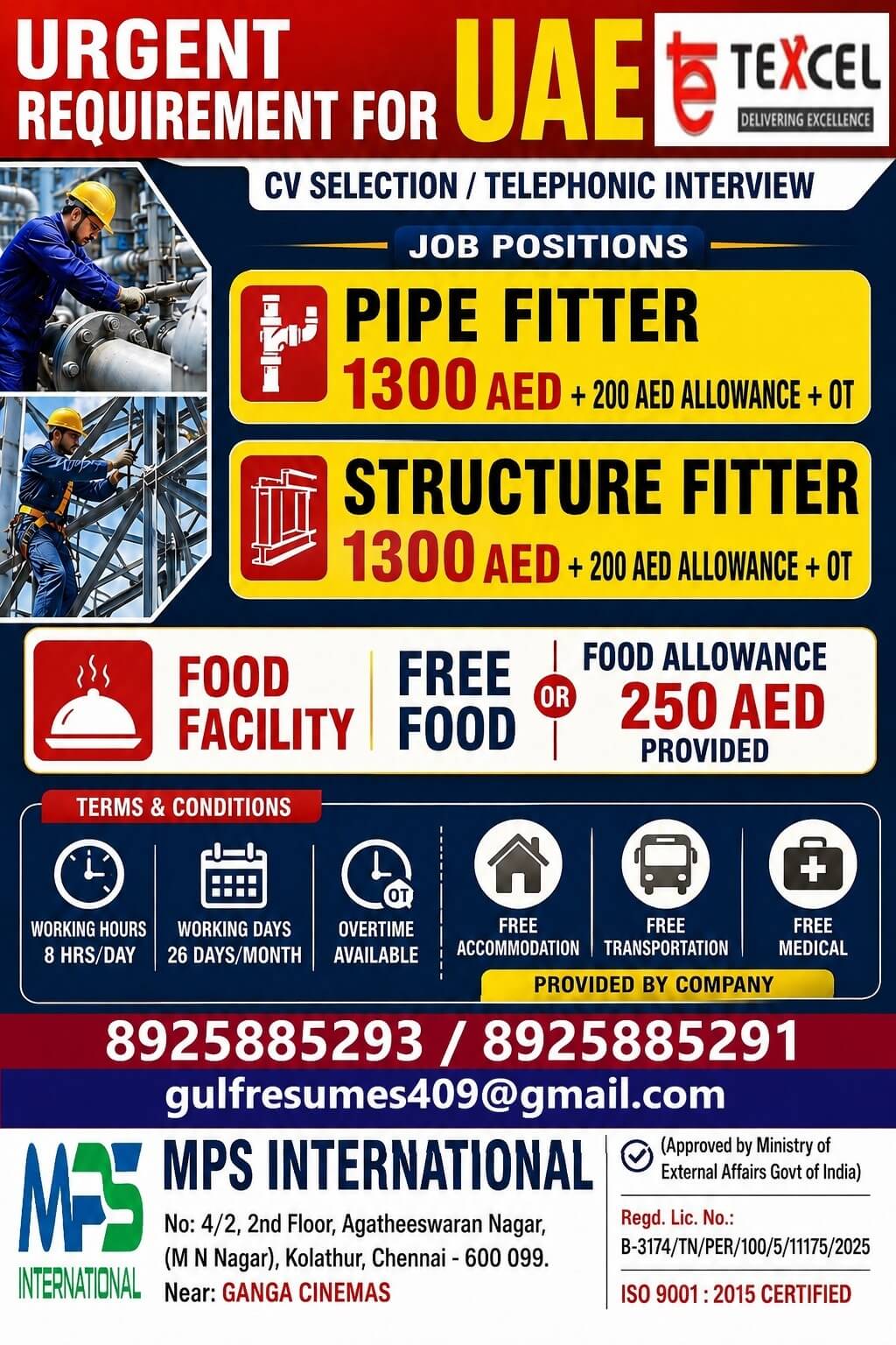 URGENT REQUIREMENT FOR UAE CV SELECTION / TELEPHONIC INTERVIEW URGENT REQUIREMENT FOR UAE CV SELECTION / TELEPHONIC INTERVIEW