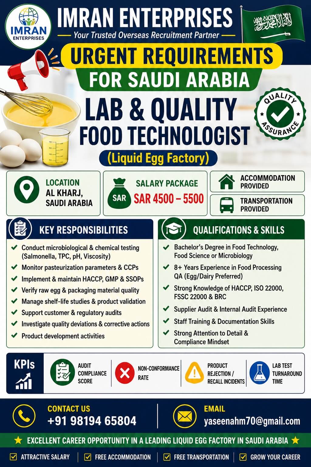 LAB & QUALITY FOOD TECHNOLOGIST LAB & QUALITY FOOD TECHNOLOGIST