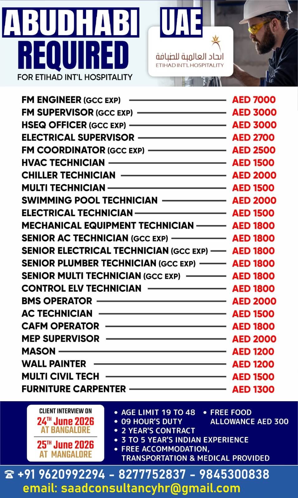 HIRING FOR ETIHAD HIRING FOR ETIHAD
