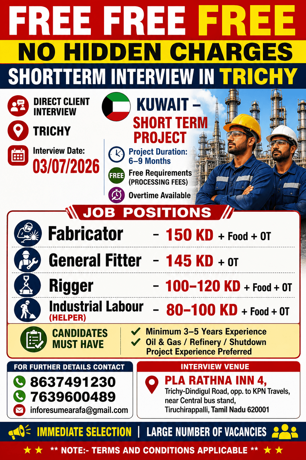 WALKIN DIRECT CLIENT INTERVIEW @ TRICHY FOR HEISCO COMPANY 03/07/2026 WALKIN DIRECT CLIENT INTERVIEW @ TRICHY FOR HEISCO COMPANY 03/07/2026