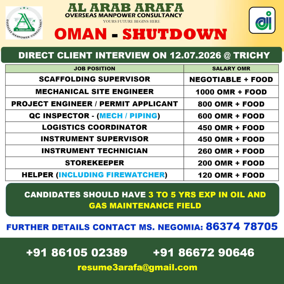 DIRECT CLIENT INTERVIEW ON 12.07.2026 @ TRICHY DIRECT CLIENT INTERVIEW ON 12.07.2026 @ TRICHY