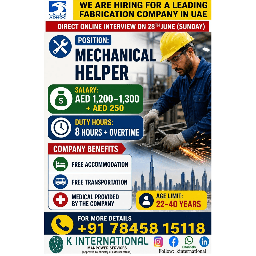 WE ARE HIRING FOR LEADING FABRICATION COMPANY IN UAE WE ARE HIRING FOR LEADING FABRICATION COMPANY IN UAE