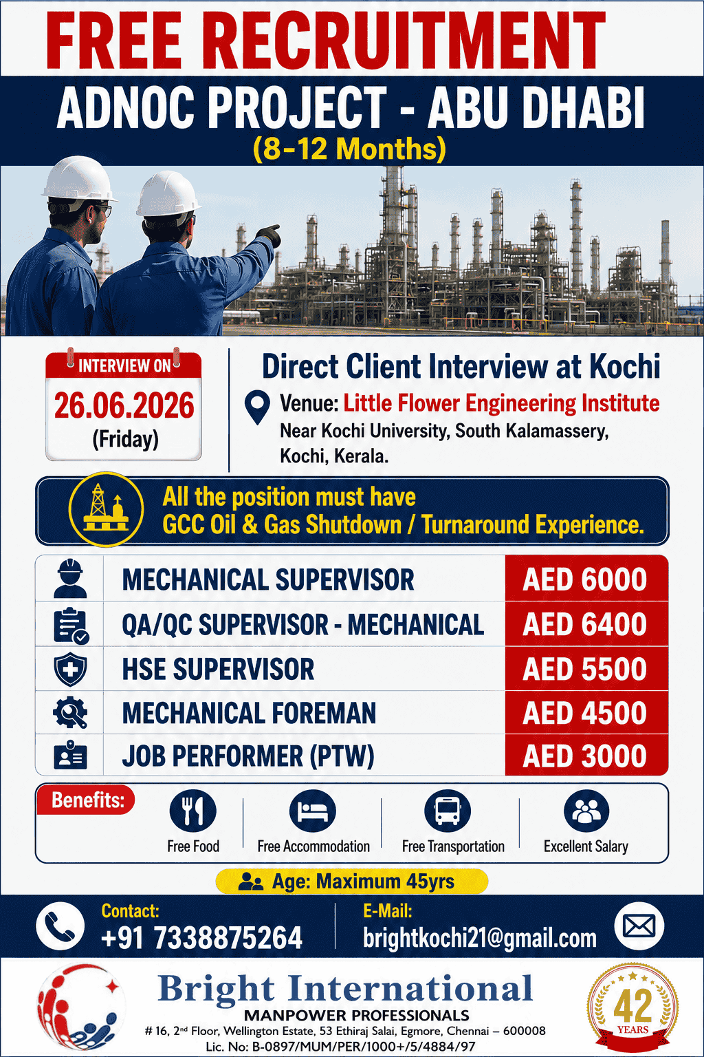 FREE RECRUITMENT - ADNOC PROJECT (8-12 MONTHS) FREE RECRUITMENT - ADNOC PROJECT (8-12 MONTHS)