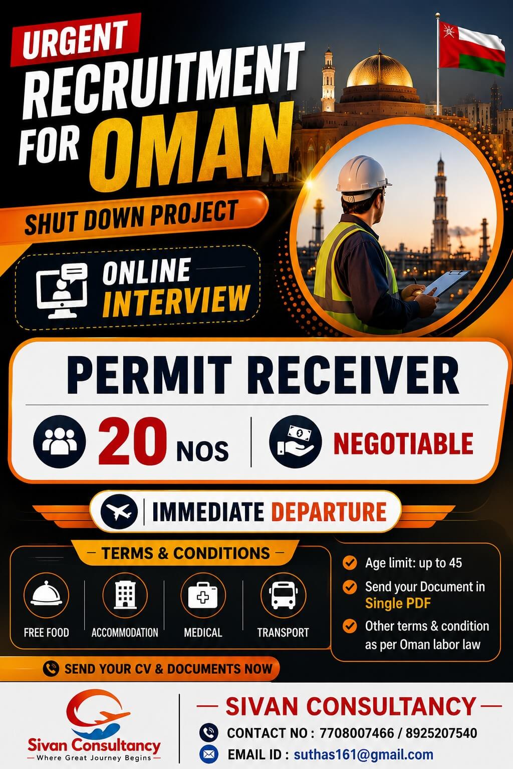 Urgent recruitment for Oman