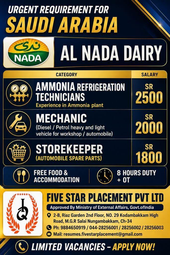 URGENT REQUIREMENT FOR SAUDI ARABIA URGENT REQUIREMENT FOR SAUDI ARABIA