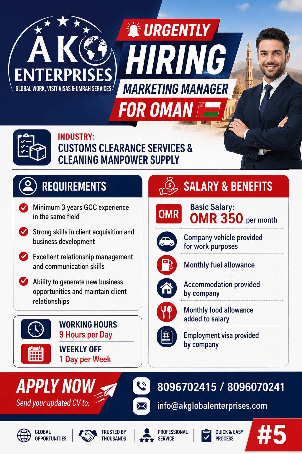 Urgently Hiring for Oman- Marketing Manager Urgently Hiring for Oman- Marketing Manager