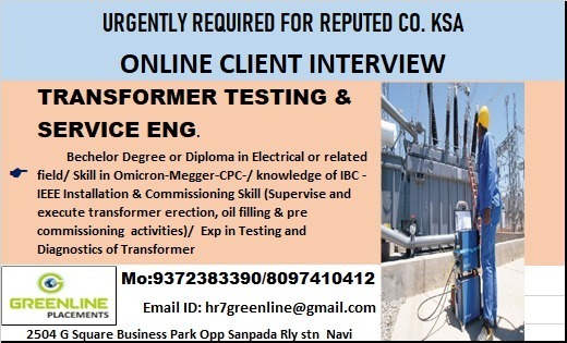 URGENTLY REQUIRED FOR REPUTED CO. KSA