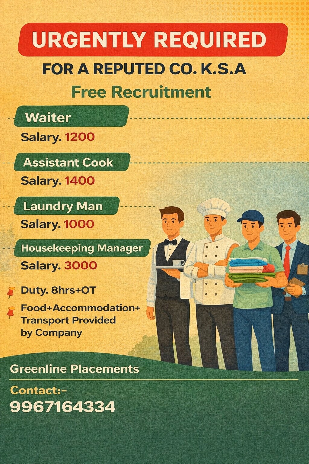 URGENTLY REQUIRED FOR REPUTED CO. KSA