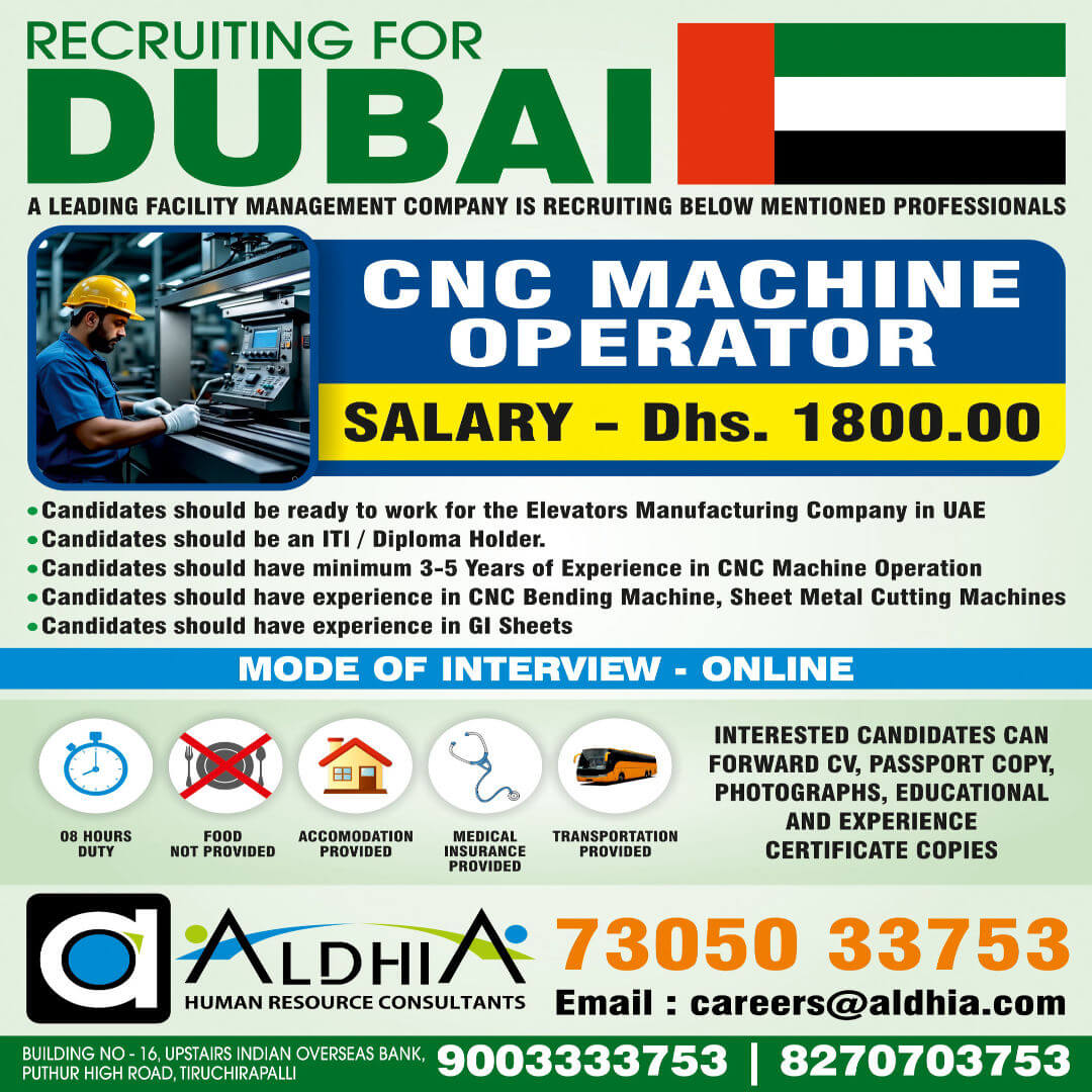 Recruitment for Dubai - Immediate Flight